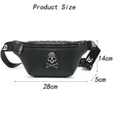 Mihaivin Rock Skull Belt Bag Rivet Chest Bag Waist Bag Women Men Bum Bags