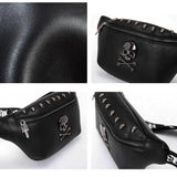 Mihaivin Rock Skull Belt Bag Rivet Chest Bag Waist Bag Women Men Bum Bags