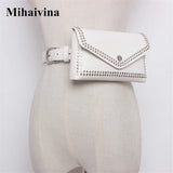 Mihaivin Rivet Waist Belt Pack PU Leather Women Bags