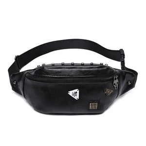Skull Rivet Chest Bag Hip Bum Waist Belt PU Leather Shoulder Bag