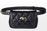 Women Leather Waist Bag Plaid Belt Fanny Pack
