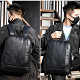 Leather Backpack Laptop Bag Slim Unisex Ultralight Backpack