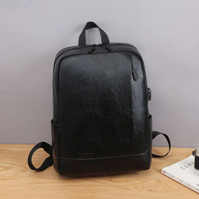 Leather Backpack Laptop Bag Slim Unisex Ultralight Backpack