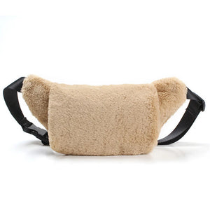 Women Waist Bag Fur Fanny Pack Winter Female Chest Bag Shoulder Handbags