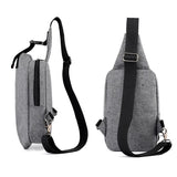 Men Oxford Chest Pack Shoulder Handbag USB Charge Casual Gray Crossbody Bags