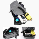 Men Oxford Chest Pack Shoulder Handbag USB Charge Casual Gray Crossbody Bags