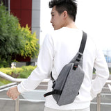Men Oxford Chest Pack Shoulder Handbag USB Charge Casual Gray Crossbody Bags