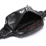 Skull Rivet Fanny Pack Waist Belt Bag Leather Shoulder Pouch Bags
