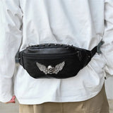 Skull Rivet Fanny Pack Waist Belt Bag Leather Shoulder Pouch Bags
