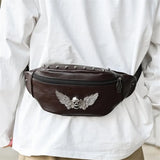Skull Rivet Fanny Pack Waist Belt Bag Leather Shoulder Pouch Bags