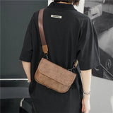 Retro Men Chest Pack Waist Bag Leather Crossbody Bags Unisex Travel Fanny Pack S
