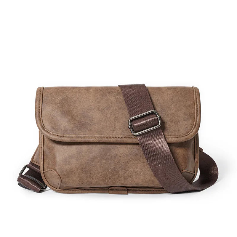 Retro Men Chest Pack Waist Bag Leather Crossbody Bags Unisex Travel Fanny Pack S