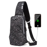 Men's Large Crossbody Chest Bag Waterproof Sling Pack with USB Charge