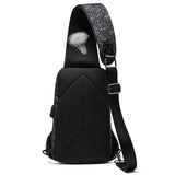 Men's Large Crossbody Chest Bag Waterproof Sling Pack with USB Charge