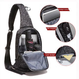Men's Large Crossbody Chest Bag Waterproof Sling Pack with USB Charge