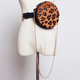 Vintage Leopard Waist Pack Round Waist Bag Chian Shoulder Bags