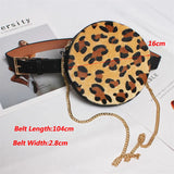 Vintage Leopard Waist Pack Round Waist Bag Chian Shoulder Bags