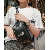 Pu Leather Waist Bag Skull Rivet Fanny Pack Unisex