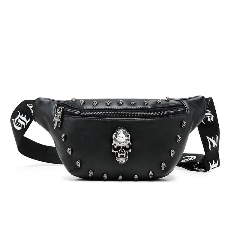 Pu Leather Waist Bag Skull Rivet Fanny Pack Unisex