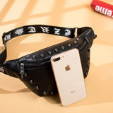 Pu Leather Waist Bag Skull Rivet Fanny Pack Unisex