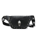 Pu Leather Waist Bag Skull Rivet Fanny Pack Unisex