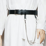 Women PU Leather Mini Bag Hollowed Out Fanny Pack Chain Belt Bags