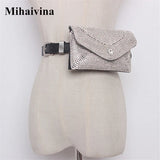Women Waist Bag Diamonds Waist Packs Detachable Belt Fanny Pack