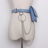 Leather Waist Bag Chain Fanny Pack Phone Pouch