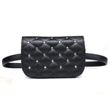 Leather Fanny Pack Women Waist Pack Rivets Purse Bolosa