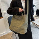 Military Green Canvas Tote Bag Large Capacity Crossbody Shoulder Travel