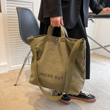 Military Green Canvas Tote Bag Large Capacity Crossbody Shoulder Travel