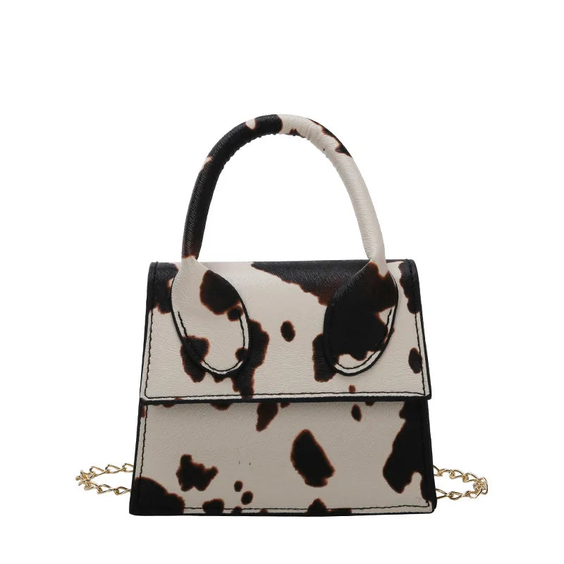 Milk Pattern Shoulder Bag Mini PU Crossbody Bag Chain Bag Lipstick Bag