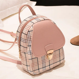 Plaid Mini Backpack Crossbody Bag for Girls