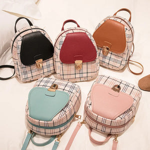 Plaid Mini Backpack Crossbody Bag for Teens