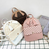 Girls Plaid Mini Backpack Crossbody Bag