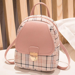 Plaid Crossbody Bag for Teenage Girl Mini Backpack Shoulder Phone Purse
