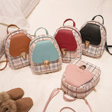 Plaid Mini Backpack Crossbody Bag for Girls