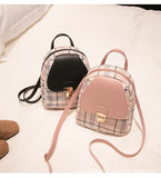 Mini Backpack Crossbody Bag Plaid Shoulder Phone Purse Female