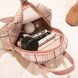 Plaid Mini Backpack Crossbody Bag for Teenage Girls