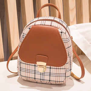 Plaid Mini Backpack Crossbody Bag for Teenage Girl