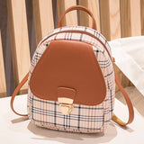 Plaid Mini Backpack Crossbody Bag for Teenage Girl