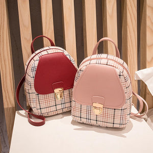 Stylish Plaid Mini Backpack Crossbody Bag for Girls