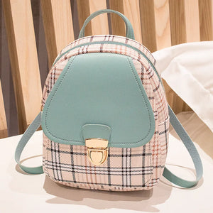 Plaid Mini Backpack Crossbody for Teenage Girls