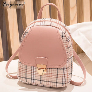 Plaid Mini Backpack Crossbody Bag for Teenage Girl