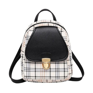 Mini Backpack Crossbody Bag Plaid Shoulder Phone Purse Female