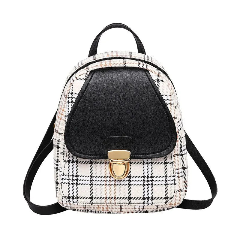 Mini Backpack Crossbody Bag Plaid Shoulder Phone Purse Female