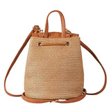 Straw Mini Backpack Crossbody Bag for Teenage Girls