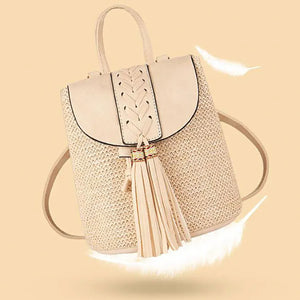 Straw Mini Backpack Crossbody Bag for Teenage Girls