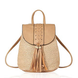 Straw Mini Backpack Crossbody Bag for Teenage Girls
