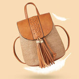 Straw Mini Backpack Crossbody Bag for Teenage Girls